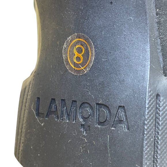 LaModa Women’s Black Faux Leather Platform Gothic Heeled Sandals Size 8 - Picture 7 of 11